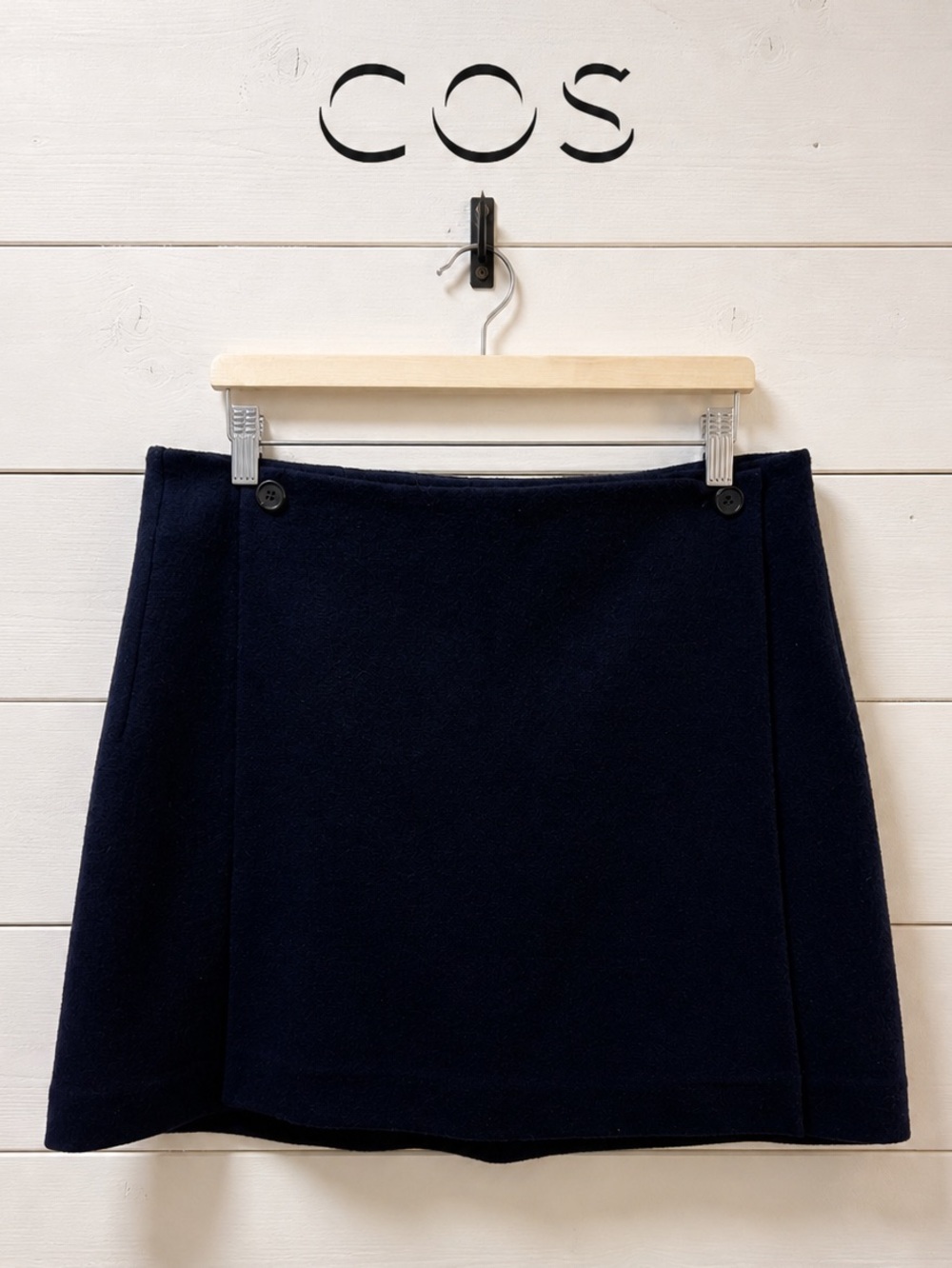 COS Navy Skirt Size M Wrap Style Minimal Tailored Classic